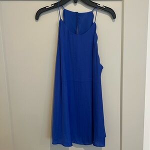 Naked Zebra blue scalloped tank top with button back